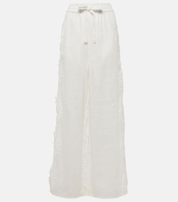 Zimmermann Halliday lace-trimmed linen wide-leg pants