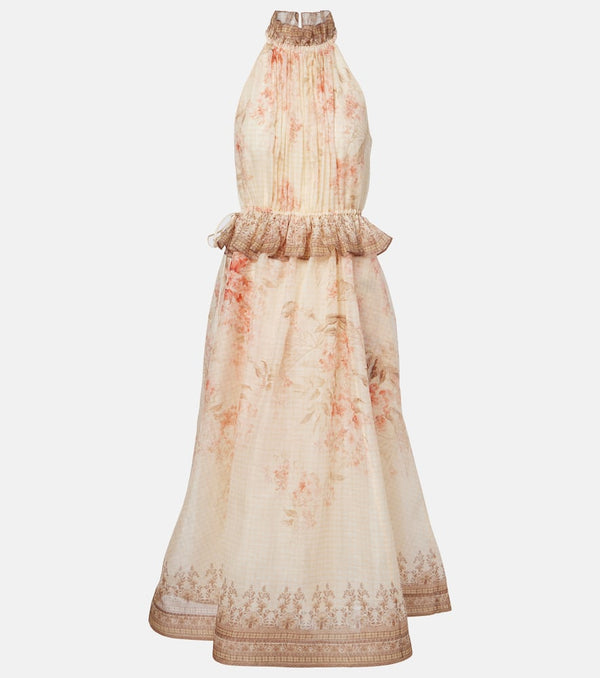 Zimmermann Illuminate floral linen and silk midi dress