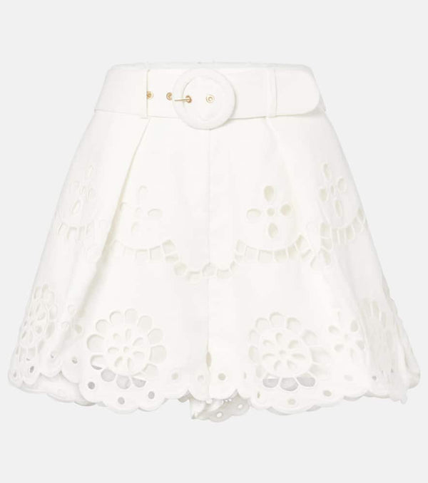 Zimmermann Pop embroidered linen shorts